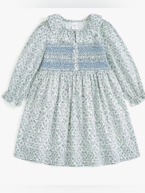 Curipeer Baby Girls Long Sleeve Floral Smocked Cotton Dress
